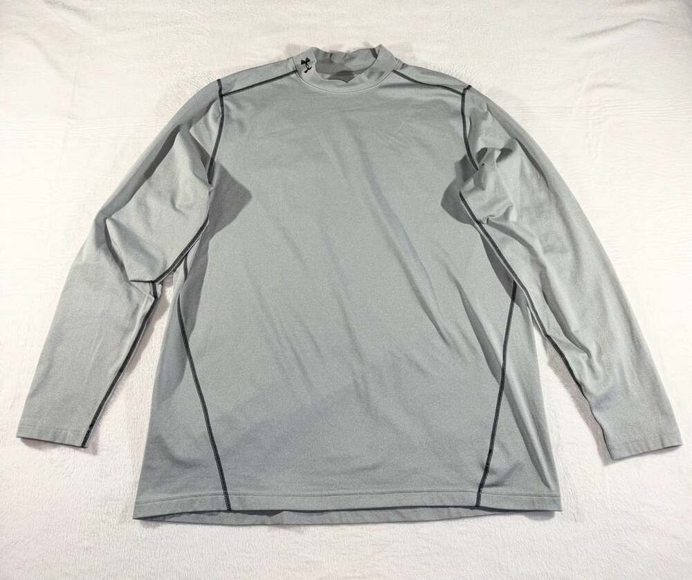 Under Armour ColdGear Fleece Fitted Lined Mock Turtleneck 2XL Gray Long Sleeve